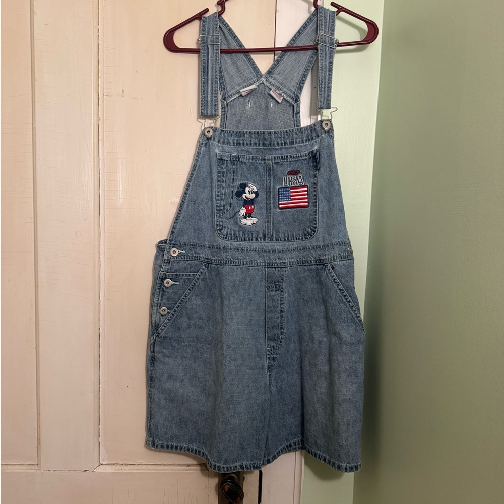 Vintage Disney Mickey Mouse Denim Jean Short Overalls